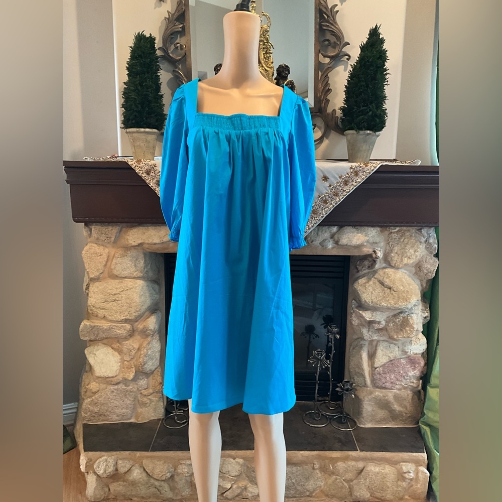 NEW LOOK Blue Square Neck Dress 12 NWT